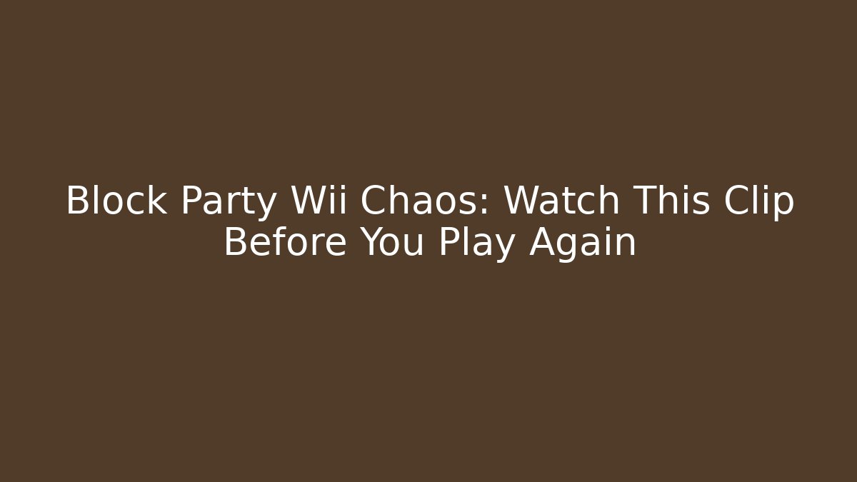 Block Party Wii Chaos: Watch This Clip Before You Play Again
