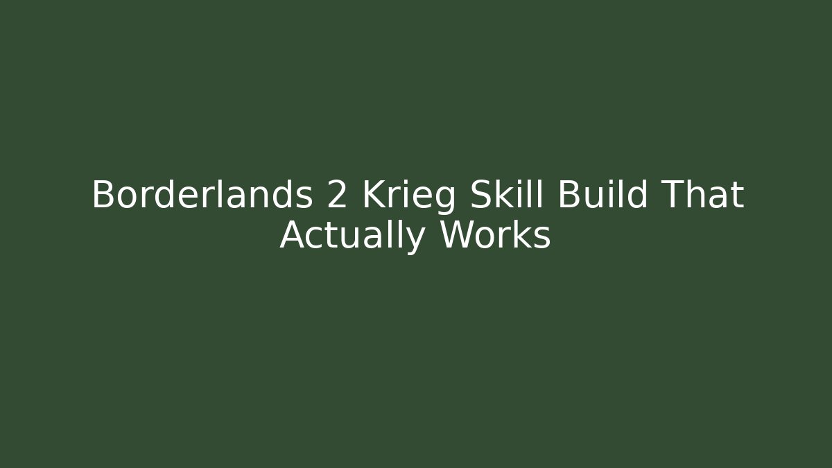 Borderlands 2 Krieg Skill Build That Actually Works