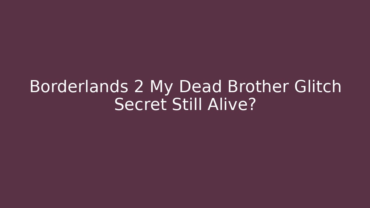 Borderlands 2 My Dead Brother Glitch Secret Still Alive?