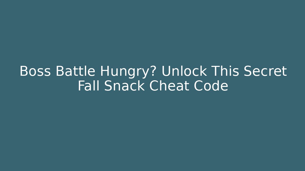 Boss Battle Hungry? Unlock This Secret Fall Snack Cheat Code - Critter Realm