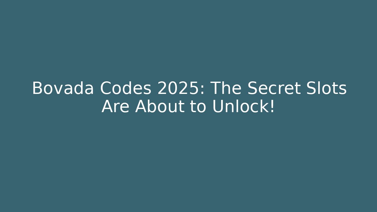 Bovada Codes 2025: The Secret Slots Are About to Unlock!