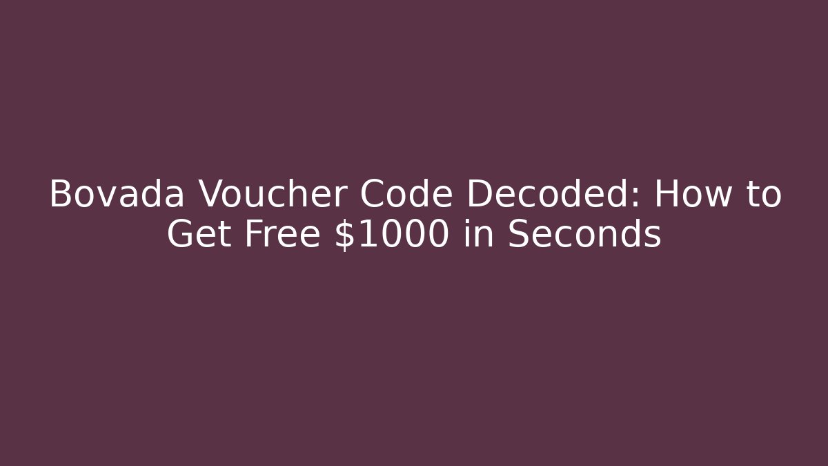 Bovada Voucher Code Decoded: How to Get Free $1000+ in Seconds