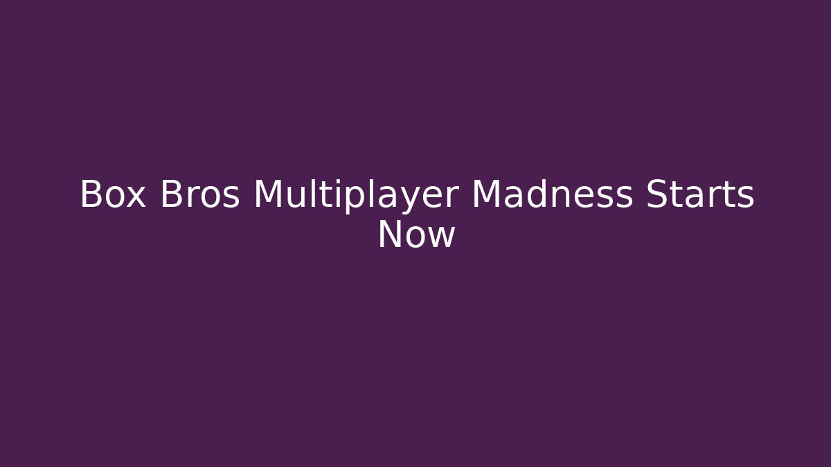 Box Bros Multiplayer Madness Starts Now
