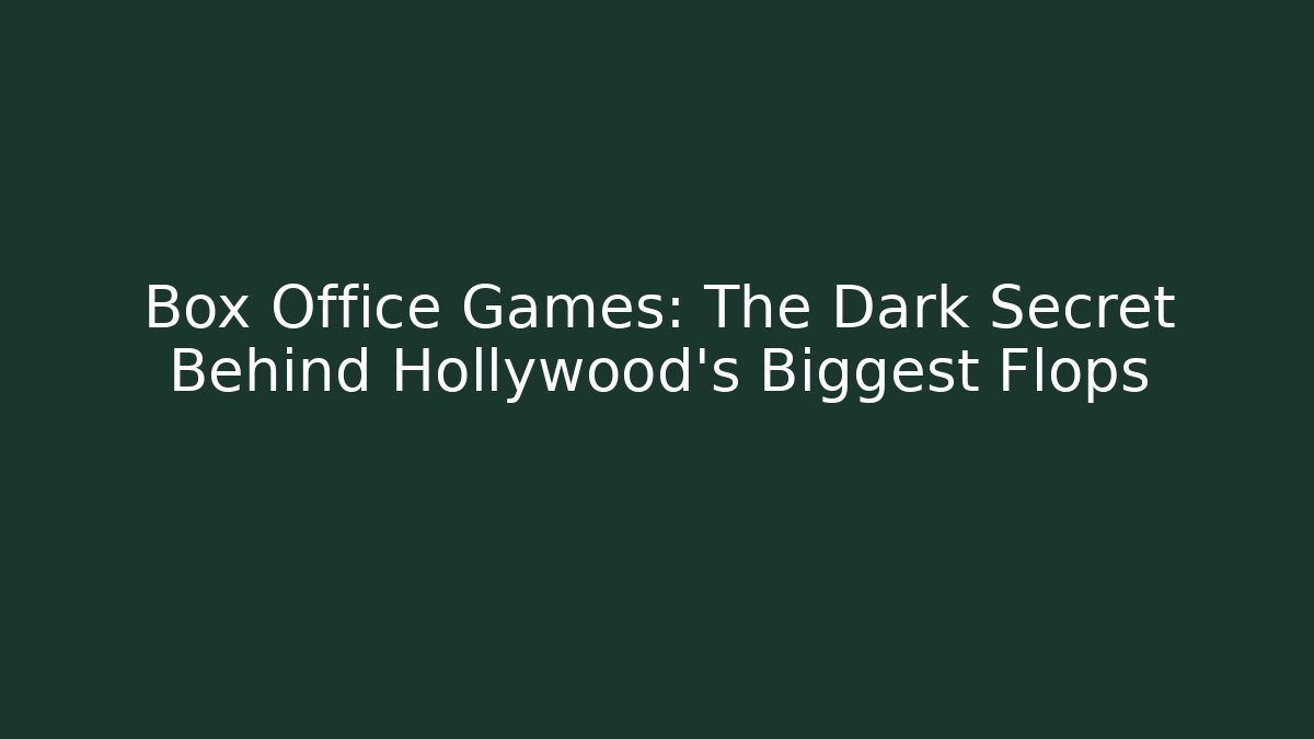 Box Office Games: The Dark Secret Behind Hollywood's Biggest Flops