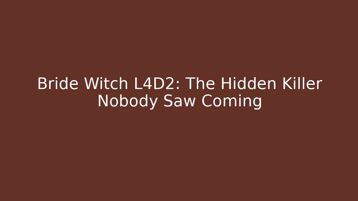 Bride Witch L4D2: The Hidden Killer Nobody Saw Coming