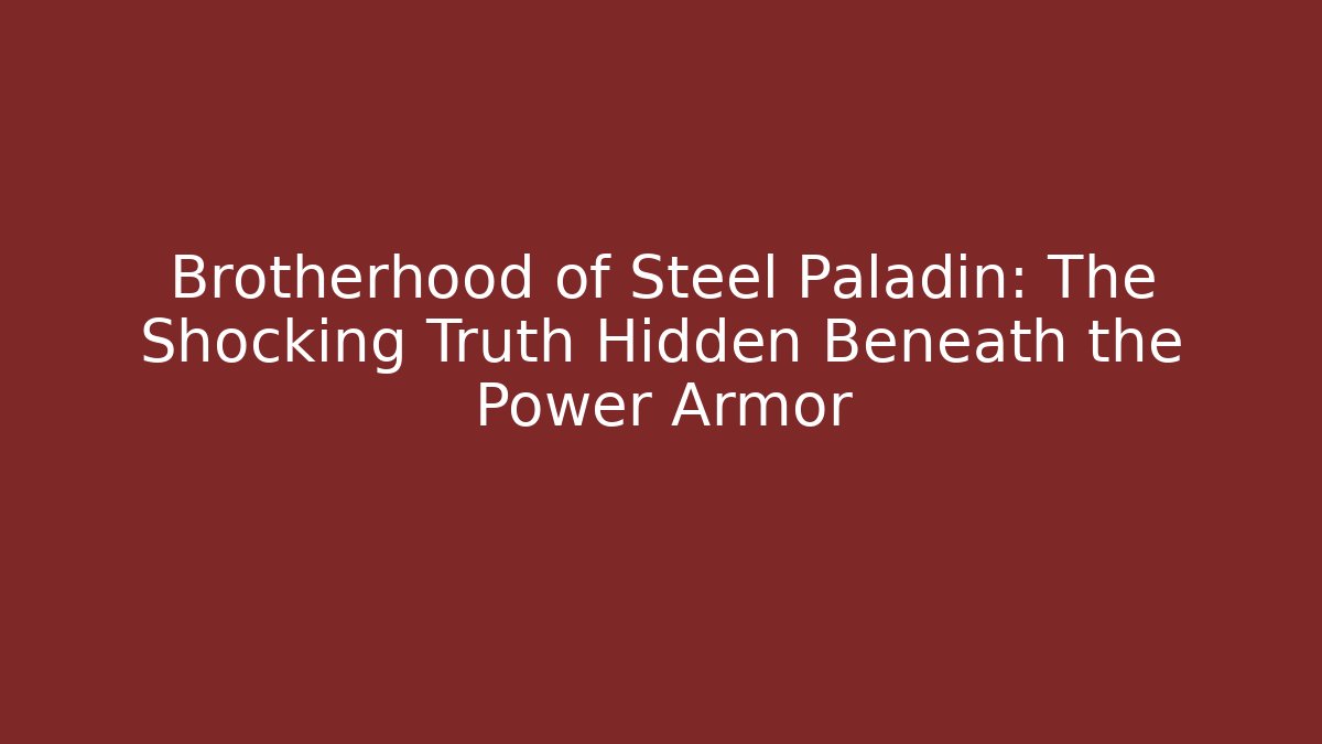 Brotherhood of Steel Paladin: The Shocking Truth Hidden Beneath the Power Armor