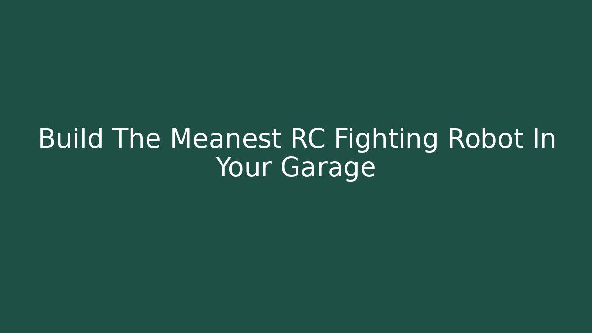 Build The Meanest RC Fighting Robot In Your Garage