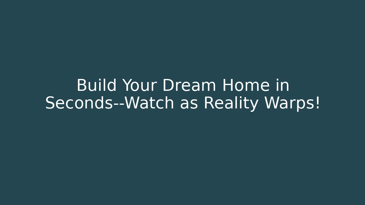 Build Your Dream Home in Seconds—Watch as Reality Warps!