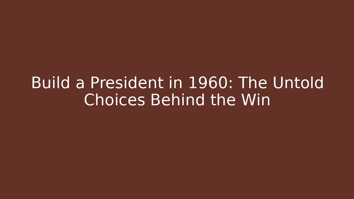 Build a President in 1960: The Untold Choices Behind the Win