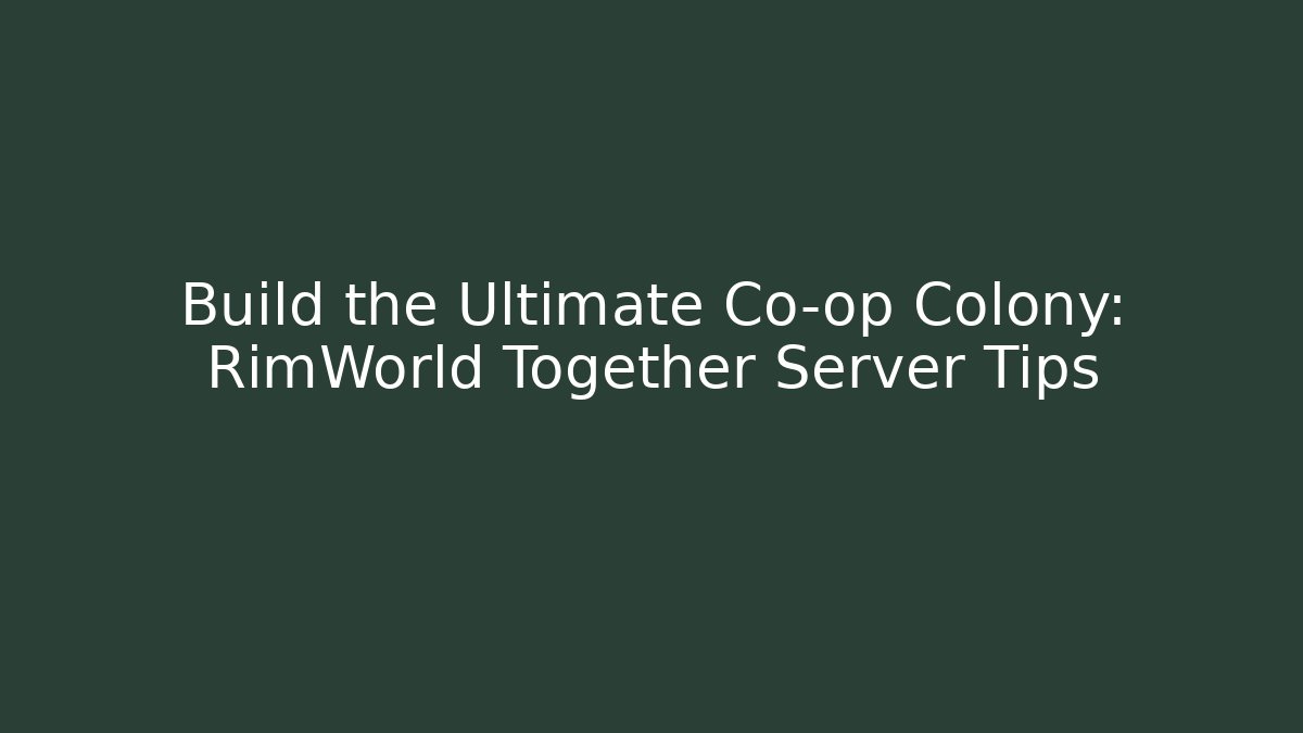 Build the Ultimate Co-op Colony: RimWorld Together Server Tips