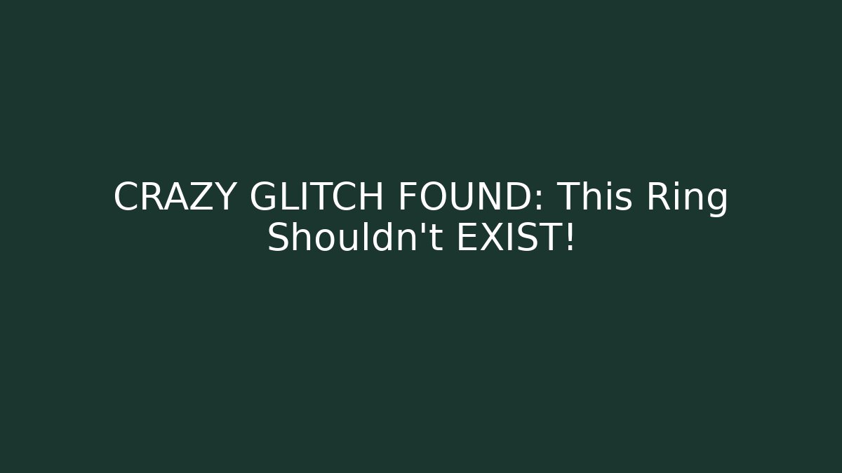 CRAZY GLITCH FOUND: This Ring Shouldn't EXIST! - Critter Realm
