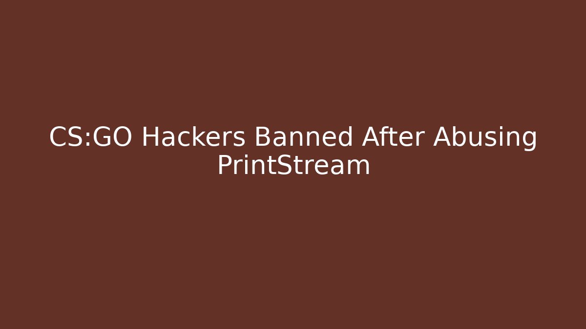 CS:GO Hackers Banned After Abusing PrintStream - Critter Realm