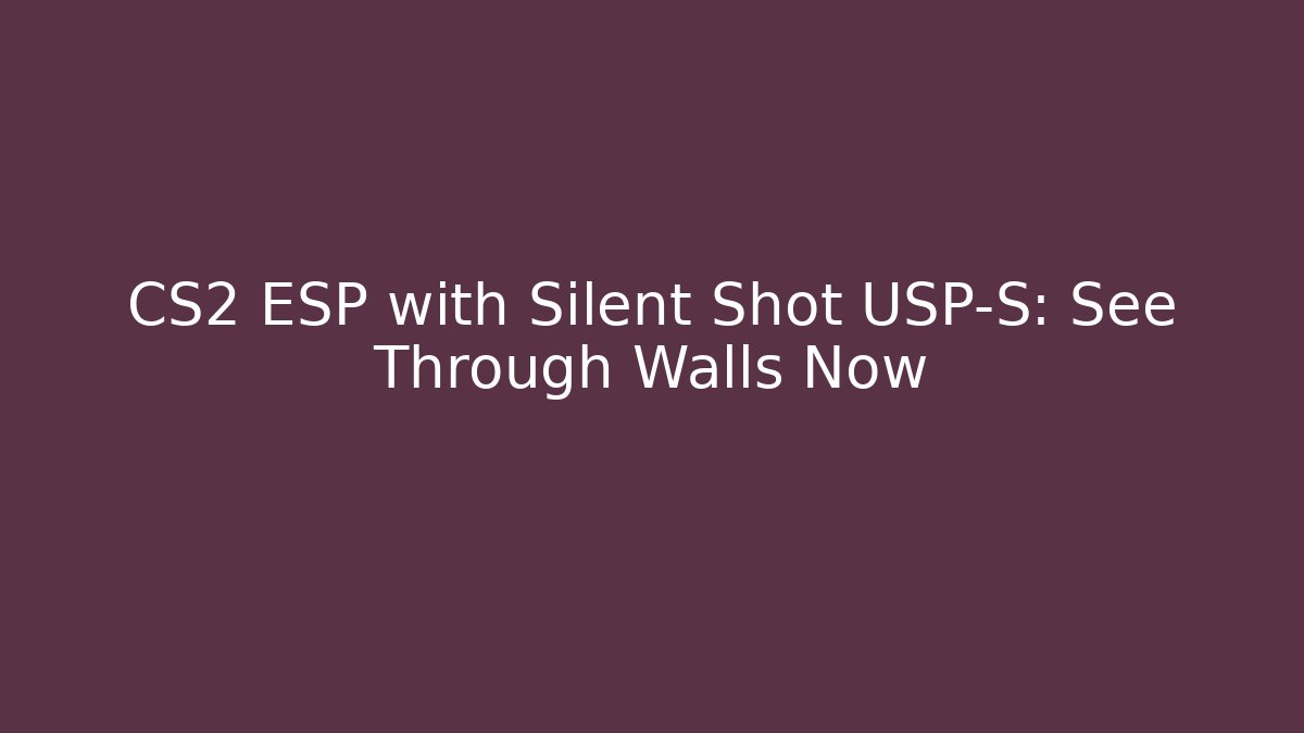 CS2 ESP with Silent Shot USP-S: See Through Walls Now