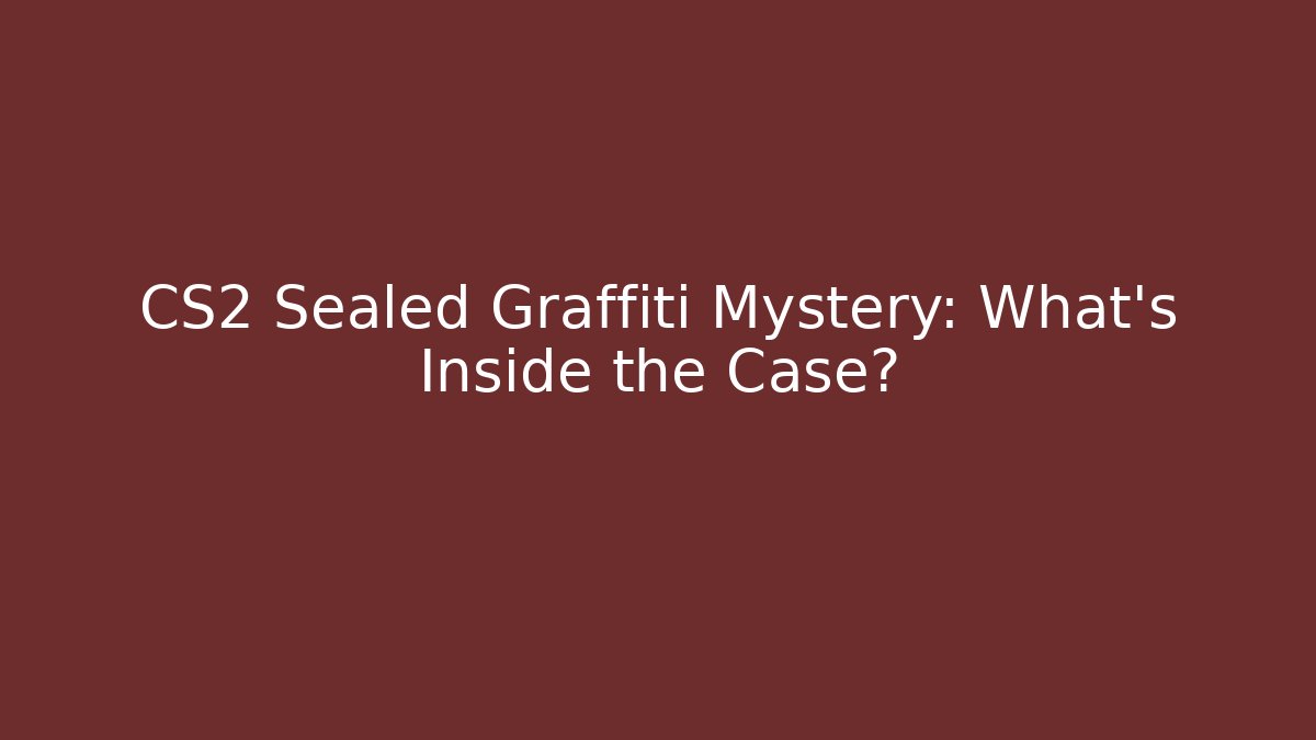 CS2 Sealed Graffiti Mystery: What's Inside the Case?