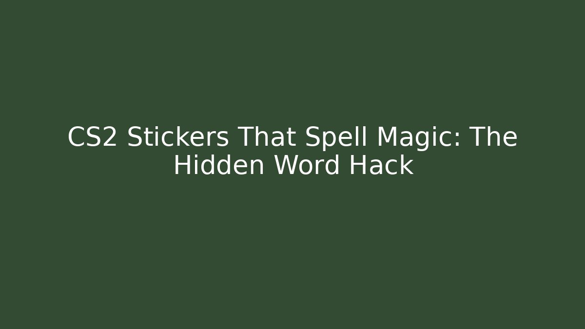 CS2 Stickers That Spell Magic: The Hidden Word Hack - Critter Realm