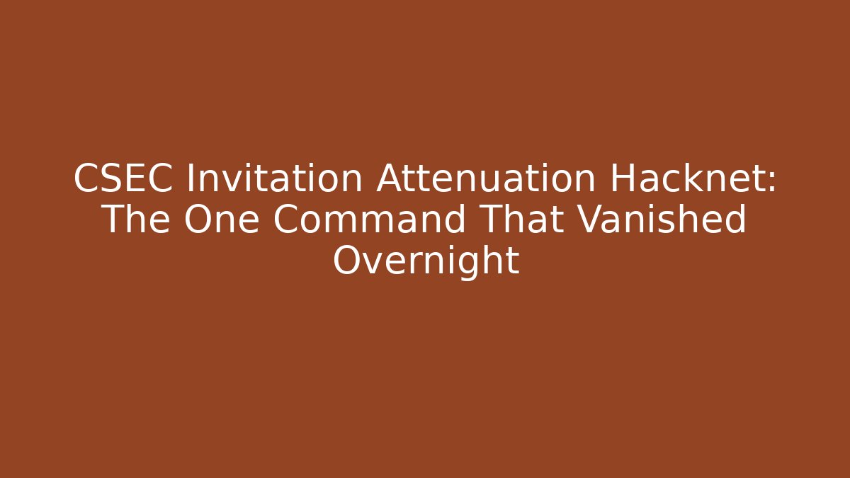 CSEC Invitation Attenuation Hacknet: The One Command That Vanished Overnight