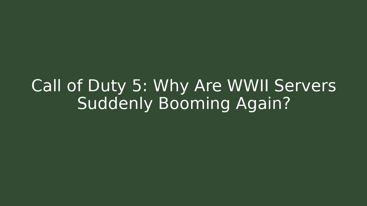 Call of Duty 5: Why Are WWII Servers Suddenly Booming Again?
