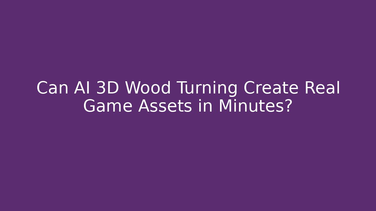 Can AI 3D Wood Turning Create Real Game Assets in Minutes?