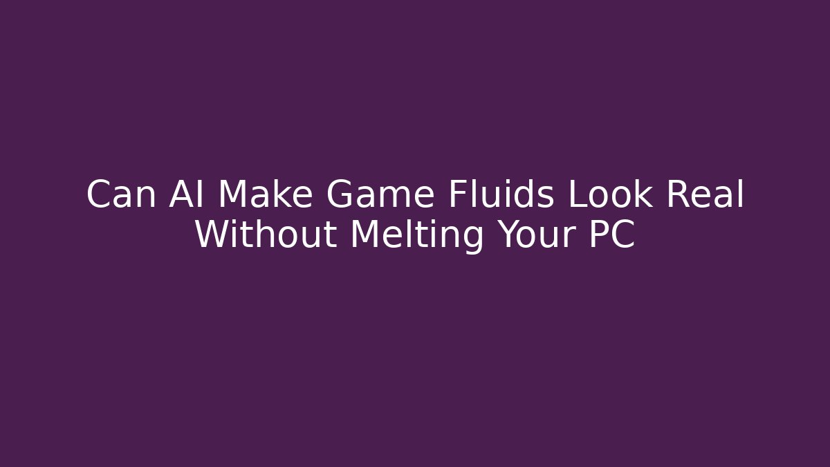 Can AI Make Game Fluids Look Real Without Melting Your PC - Critter Realm