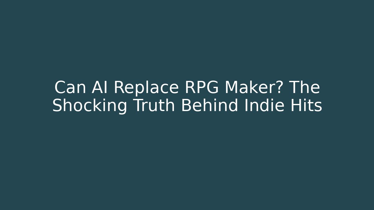 Can AI Replace RPG Maker? The Shocking Truth Behind Indie Hits