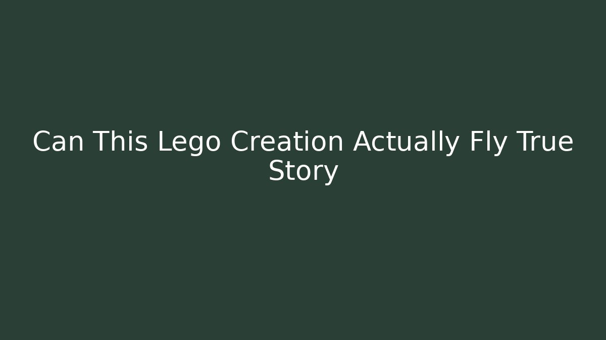 Can This Lego Creation Actually Fly True Story