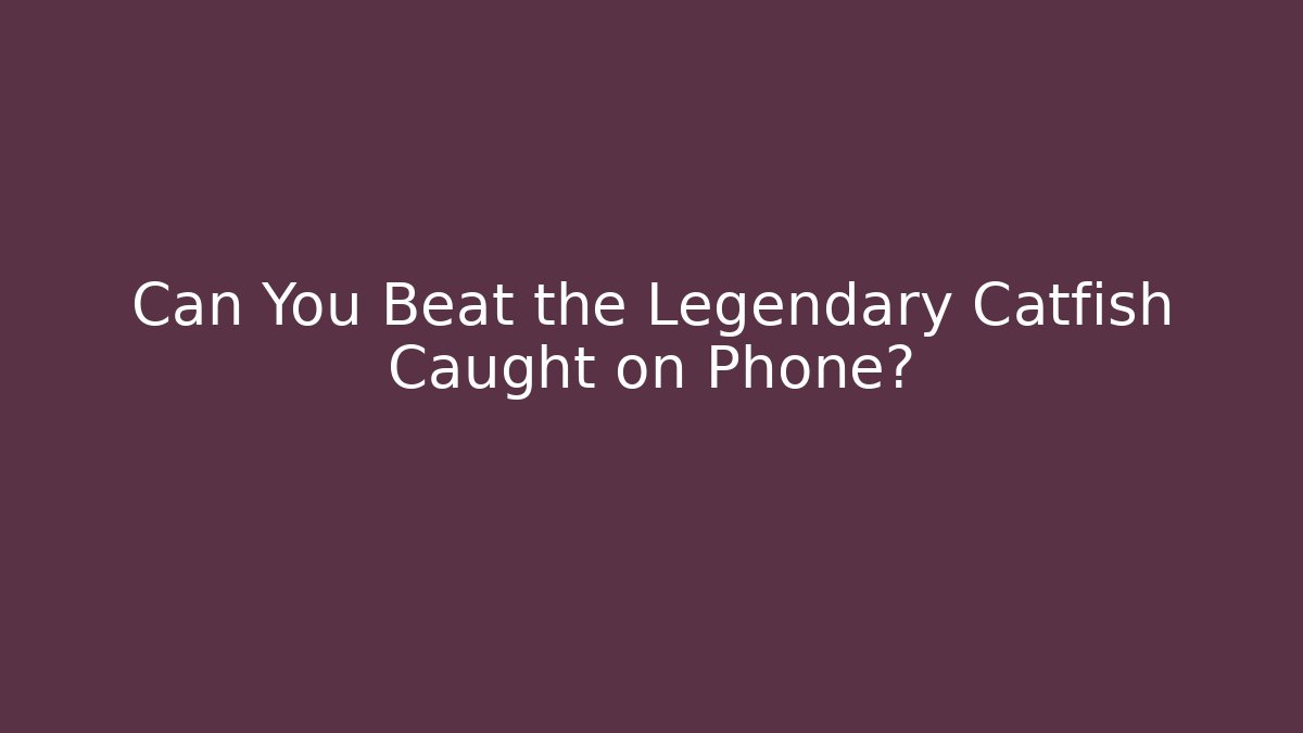 Can You Beat the Legendary Catfish Caught on Phone?