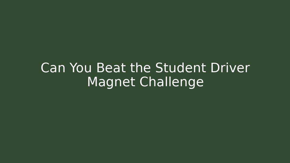 Can You Beat the Student Driver Magnet Challenge - Critter Realm