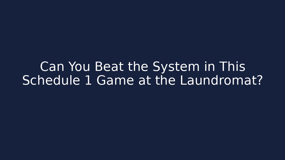 Can You Beat the System in This Schedule 1 Game at the Laundromat?