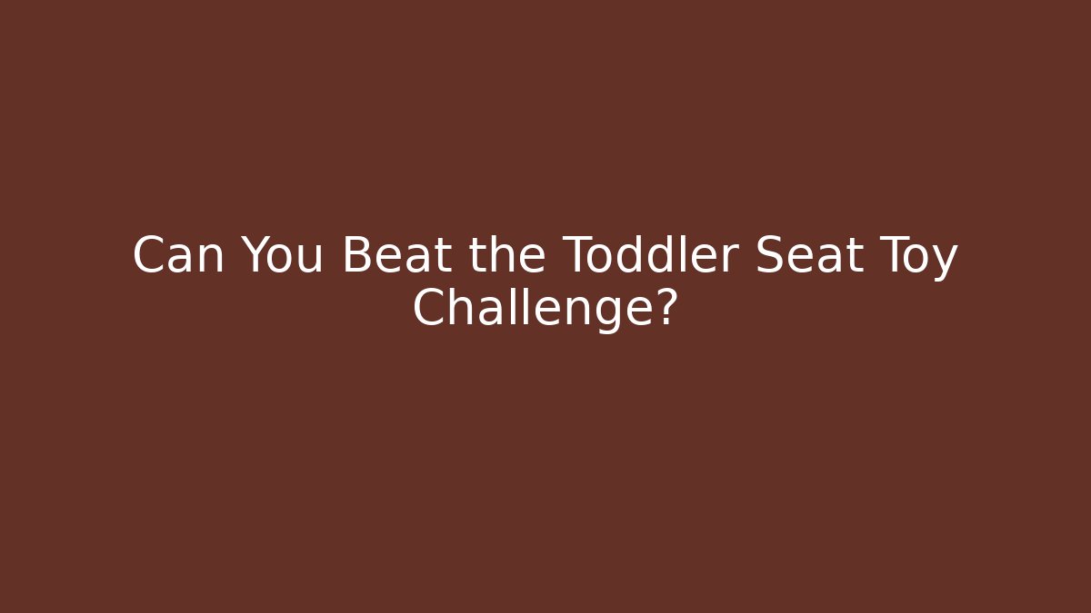 Can You Beat the Toddler Seat Toy Challenge?