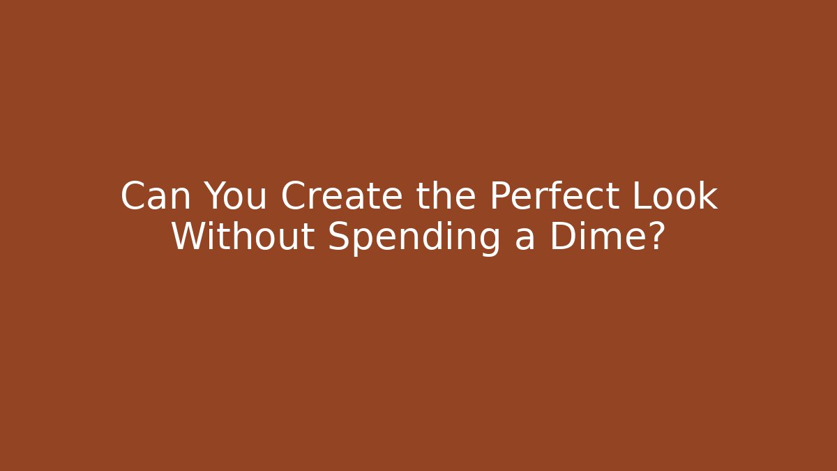 Can You Create the Perfect Look Without Spending a Dime?