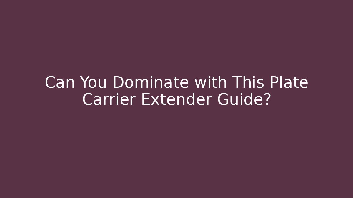 Can You Dominate with This Plate Carrier Extender Guide?