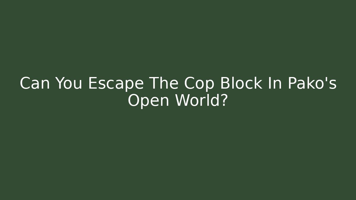 Can You Escape The Cop Block In Pako's Open World?