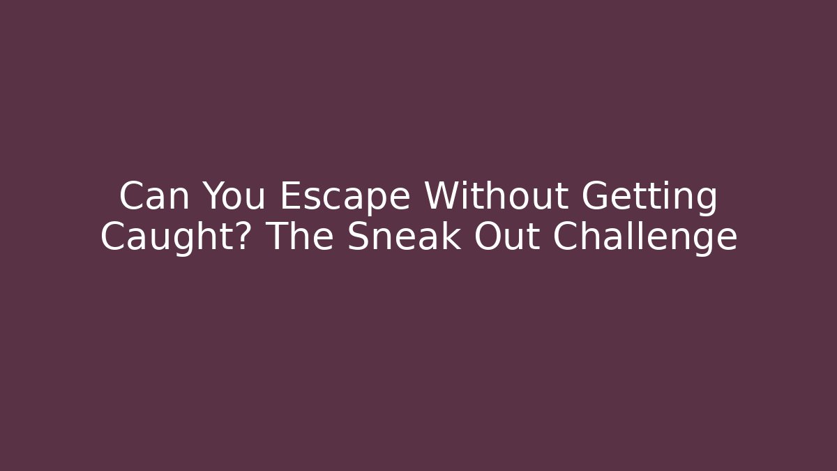 Can You Escape Without Getting Caught? The Sneak Out Challenge