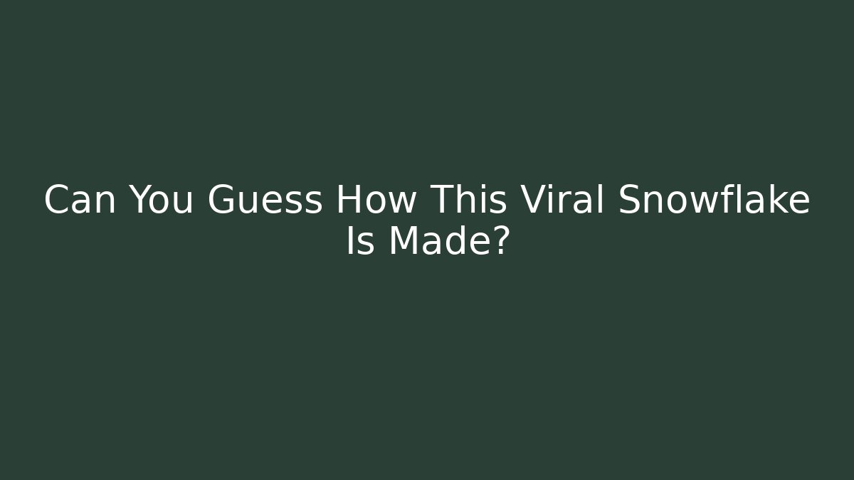 Can You Guess How This Viral Snowflake Is Made?