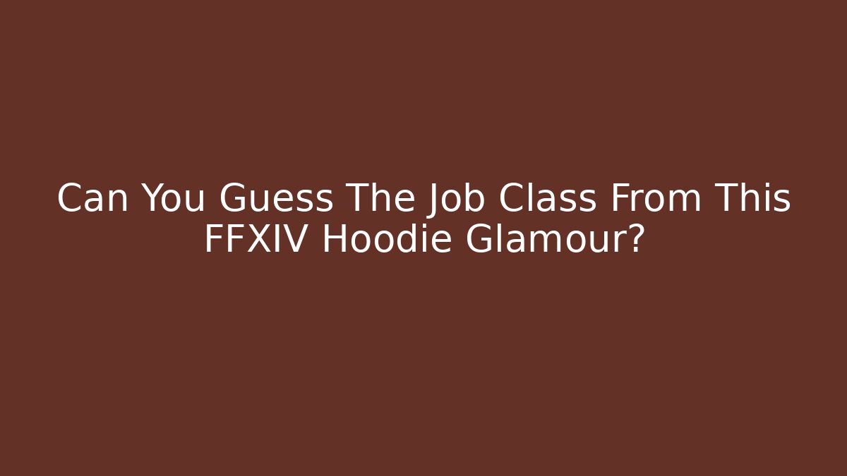 Can You Guess The Job Class From This FFXIV Hoodie Glamour?