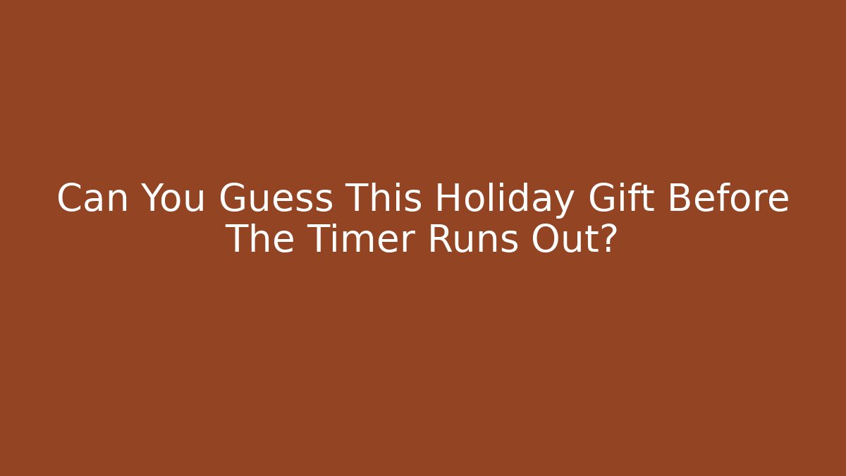 Can You Guess This Holiday Gift Before The Timer Runs Out?