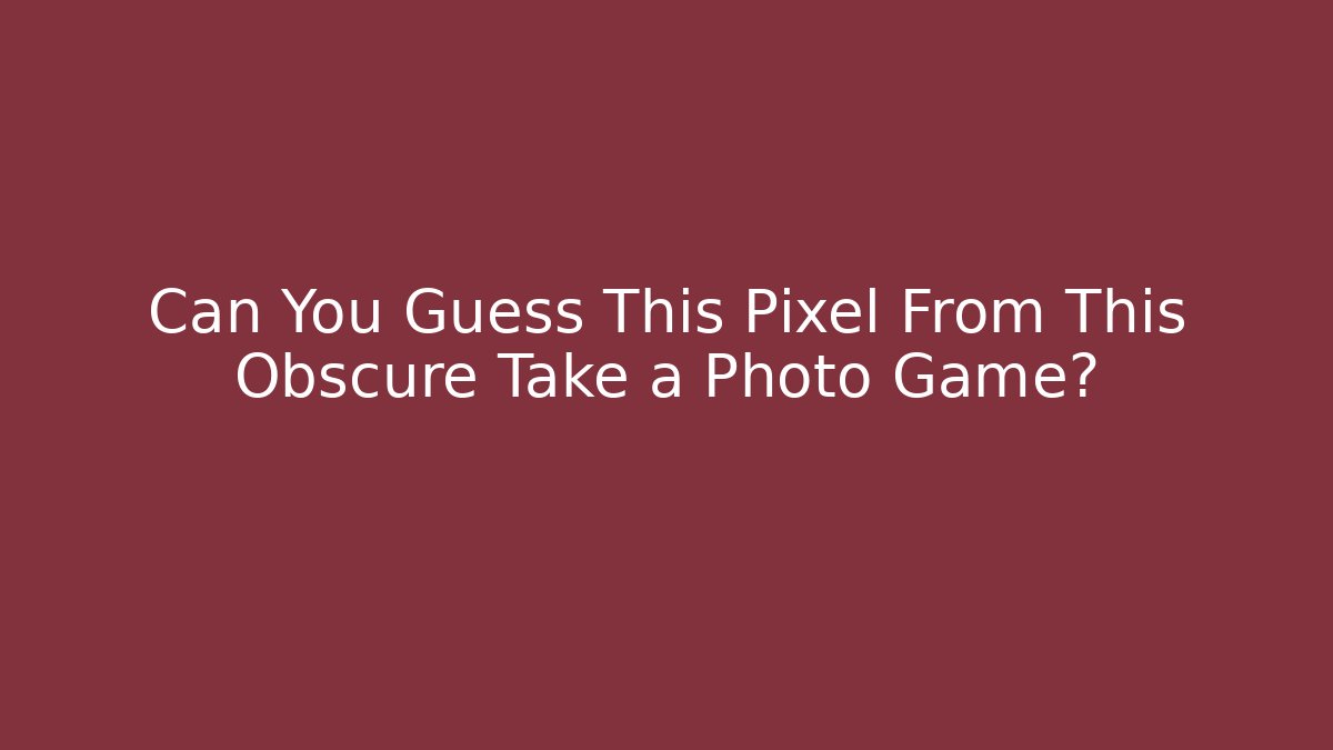 Can You Guess This Pixel From This Obscure Take a Photo Game?