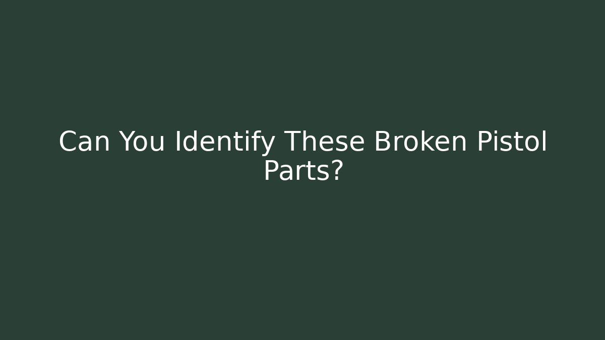 Can You Identify These Broken Pistol Parts?