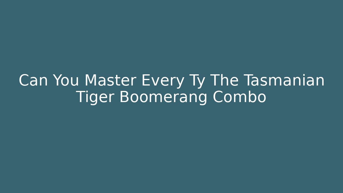Can You Master Every Ty The Tasmanian Tiger Boomerang Combo