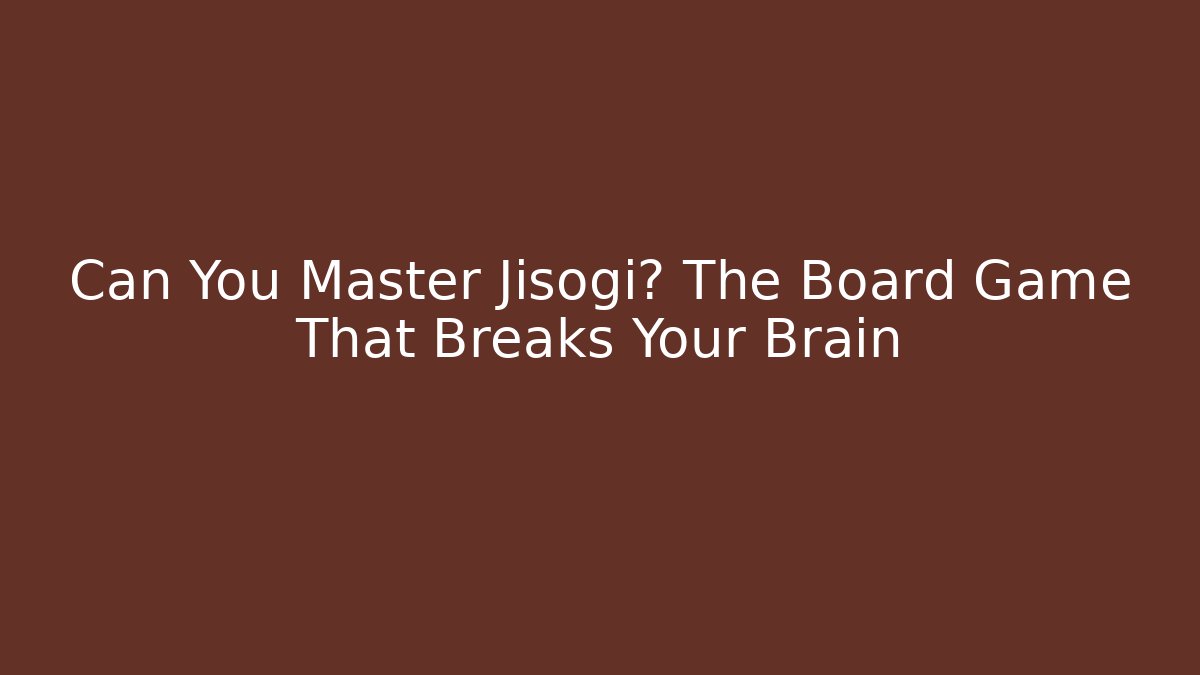 Can You Master Jisogi? The Board Game That Breaks Your Brain