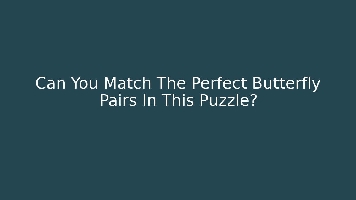Can You Match The Perfect Butterfly Pairs In This Puzzle?