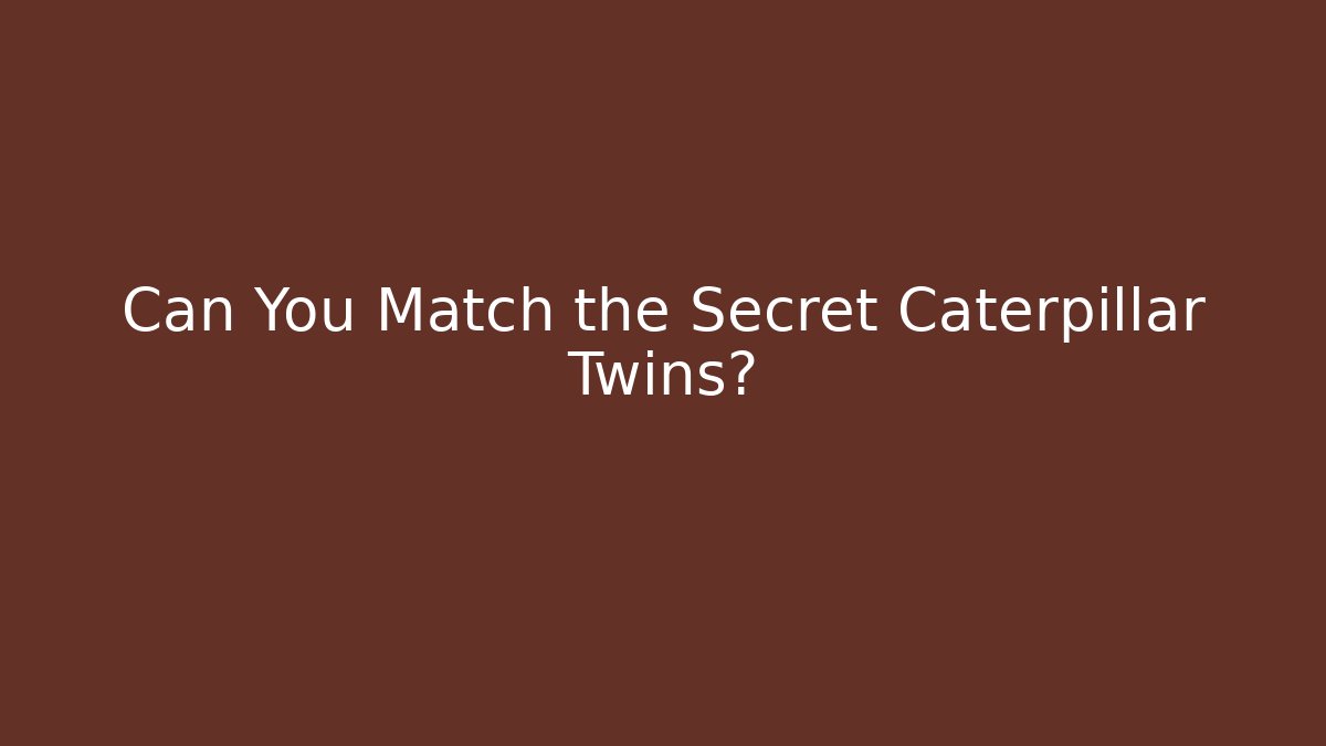 Can You Match the Secret Caterpillar Twins?