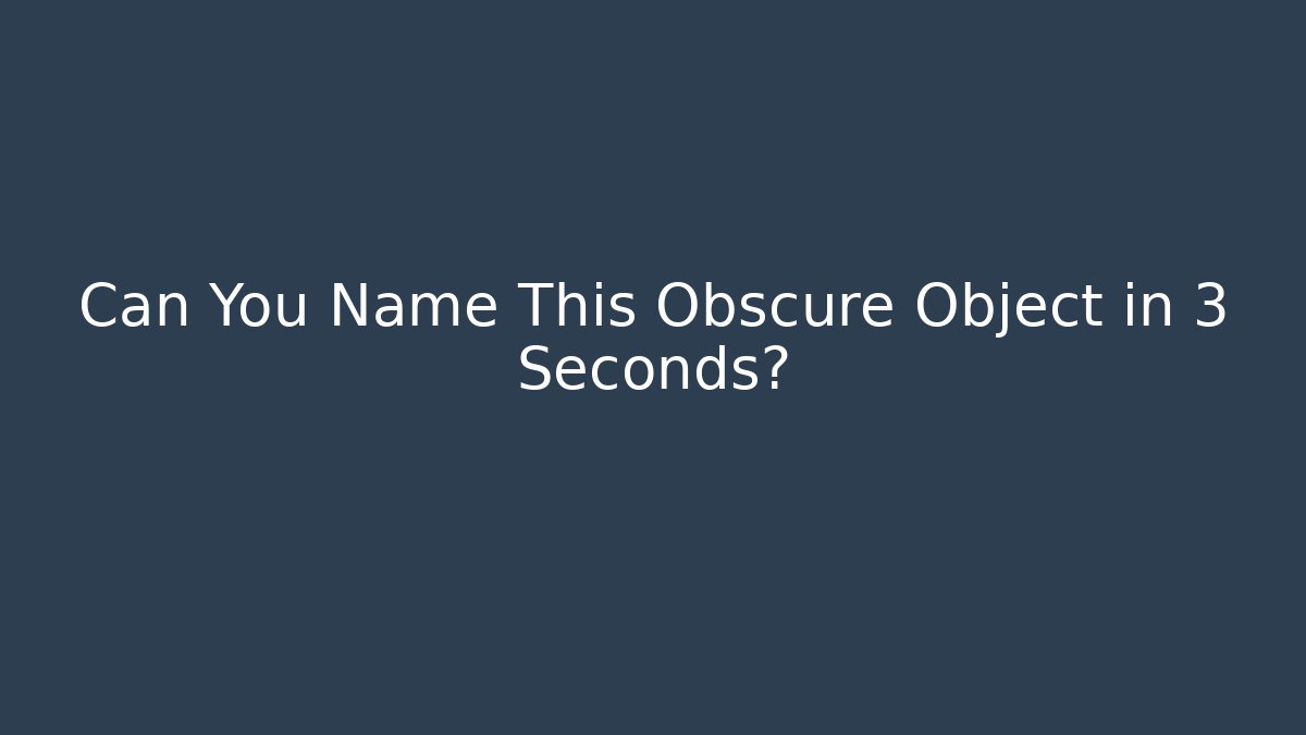 Can You Name This Obscure Object in 3 Seconds?