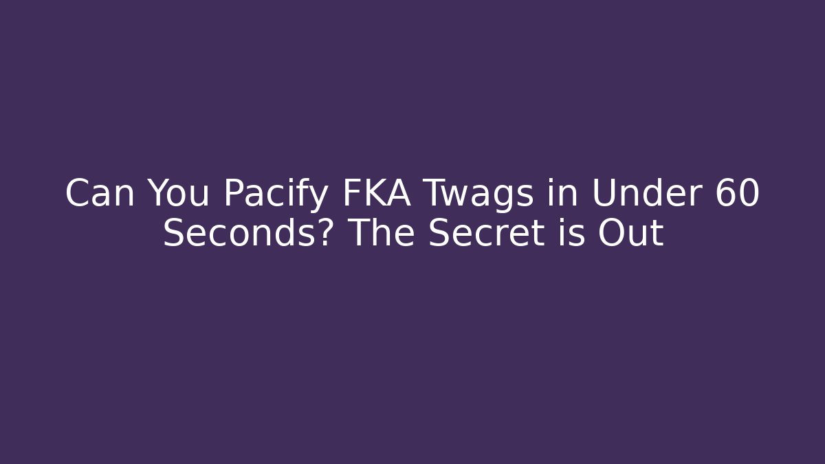 Can You Pacify FKA Twags in Under 60 Seconds? The Secret is Out
