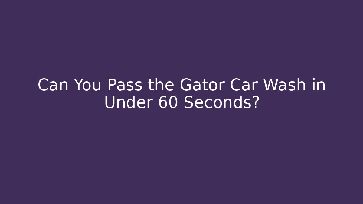 Can You Pass the Gator Car Wash in Under 60 Seconds?