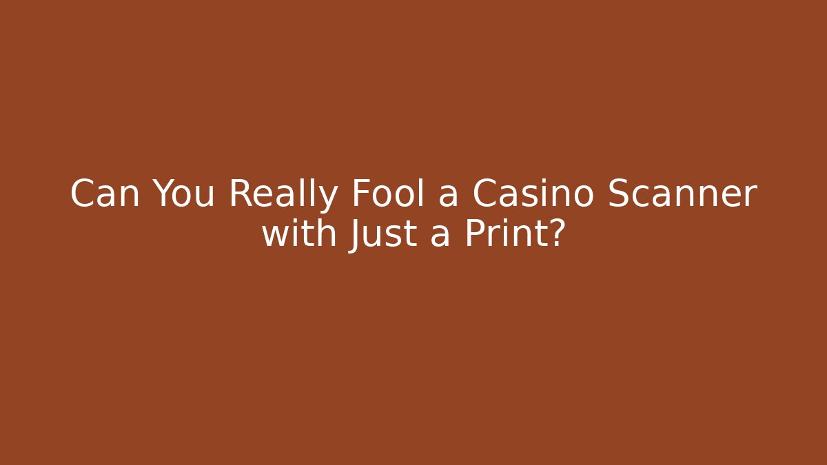 Can You Really Fool a Casino Scanner with Just a Print?