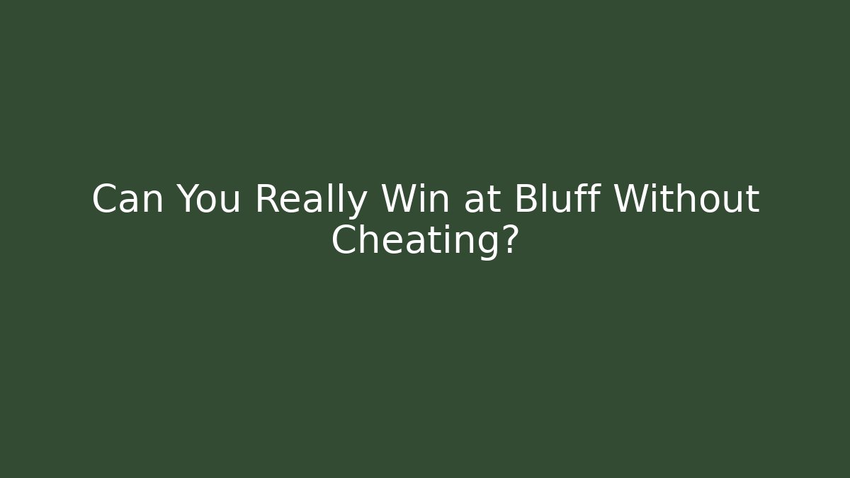 Can You Really Win at Bluff Without Cheating?