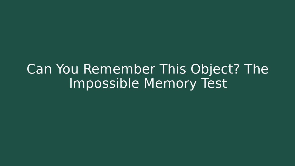 Can You Remember This Object? The Impossible Memory Test