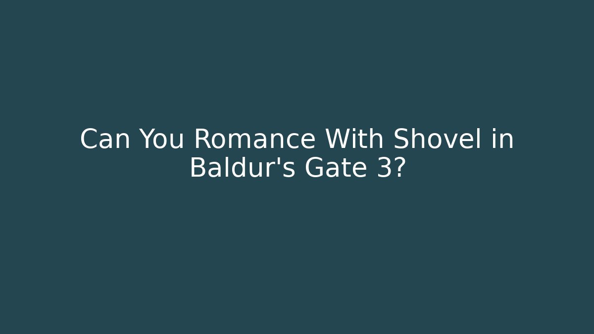 Can You Romance With Shovel in Baldur's Gate 3?