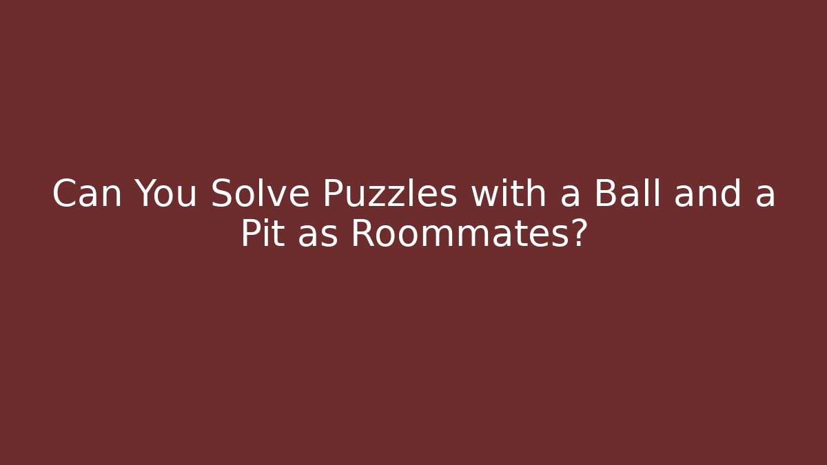 Can You Solve Puzzles with a Ball and a Pit as Roommates?
